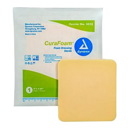 Dynarex Dynarex CuraFoam Foam Dressing Bandage, 4inL x 4-1/4inW, 120 Pcs 3012